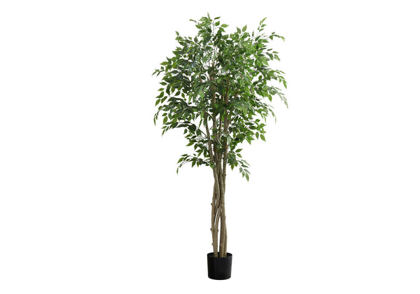 English Elm Artificial Monstera Tree 83" Tall Realistic Floor Plant with 78 Lush Leaves in Black Pot, No Maintenance Green 54 L x 10 W x 10 H B2710P287104