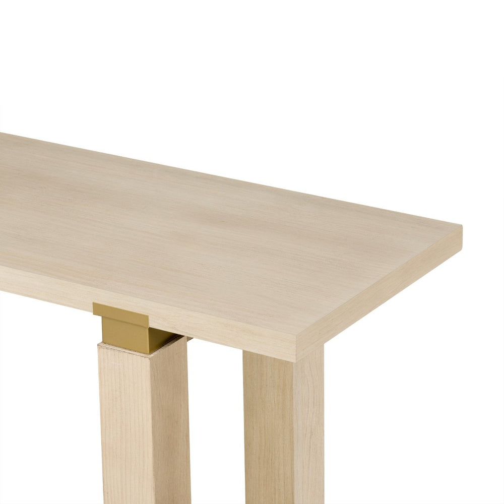 English Elm U_Style 62.9" Modern Minimalist Console Table - Solid Wood With Metal Accents & Open Shelf Storage N711P289140O-GIGA