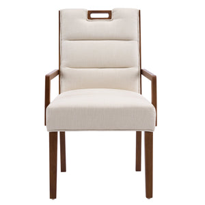 English Elm Upholstered Armchair Dining Chairs Rubberwood Frame Soft Padded Seat Set of 2 Beige,Walnut N768P391161W