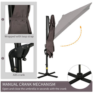 English Elm Outsunny 8Ft Cantilever Patio Umbrella With 360° Rotation, Adjustable Tilt, And Durable Design W2225P174152-GIGA