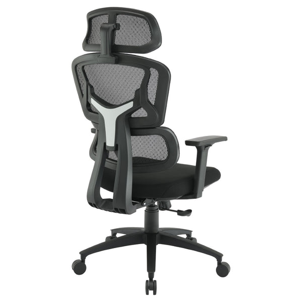 OSP Home Furnishings Mesh Back Ergonomic Manager Chair with Lumbar Support Adjustable Headrest and Padded Seat EM98958HR-3