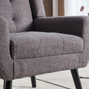 English Elm Modern Pu Leather Ergonomic Accent Chair with Padded Arms and Matte Black Legs Grey W676P172469