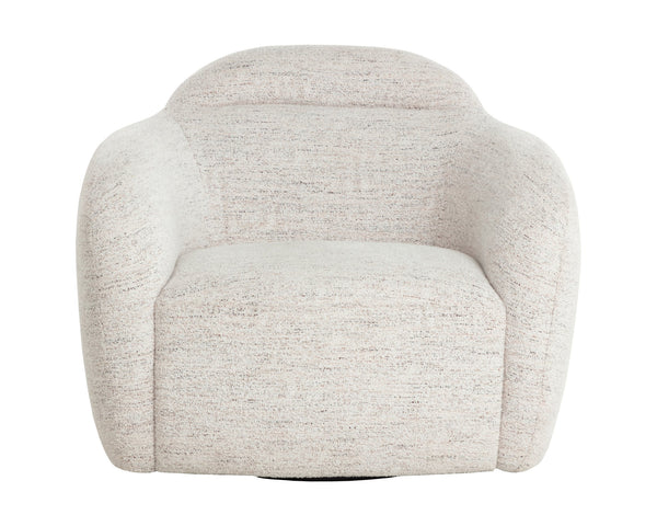 Sunpan Ismo Swivel Lounge Chair - Modern Art Piece With Cushioned Curves For Ultimate Comfort And Style Cream Fabric 112105