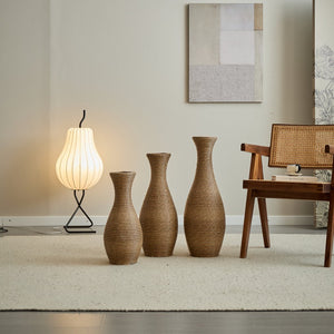 English Elm 3-piece modern PVC floor vase set with tall standalone racks for artificial branches and decor accents Beige W2796P261494