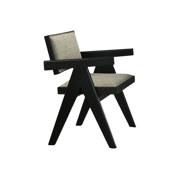 English Elm Dining Arm Chairs Upholstered Polyester Seat Set of 2 Stylish Wood Frame Accent Chairs for Home Dining Room Black,Light Gray 31 L x 22.5 W x 12.5 H B2741P286646