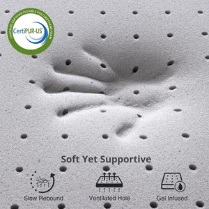 English Elm 2 Inch King Gel Memory Foam Topper Ventilated Cooling Layer for Pressure Relief B2716P331358