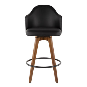 English Elm Contemporary High Back Upholstered Barstool Set with Black Steel Frame for Kitchen B202P222357