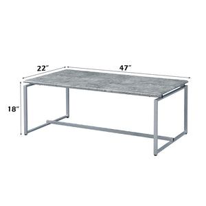 English Elm Jurgen Industrial 3PC Faux Concrete Top Coffee & End Table Set with Silver Metal Sled Base, 47" B2726P407629