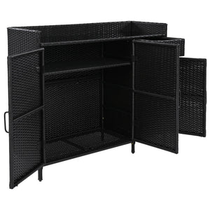 English Elm K&k Outdoor Wicker Bar Cabinet with Tempered Glass Top Adjustable Shelving and Drawer Black Brown N707P233745B