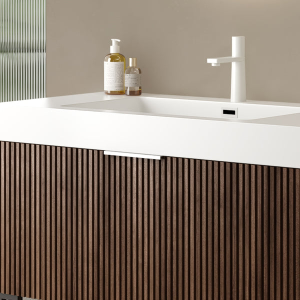 English Elm 30" Solid Surface Integrated Rectangular Undermount Basin, Scratch & Stain Resistant, Overflow Ready W2615P200118