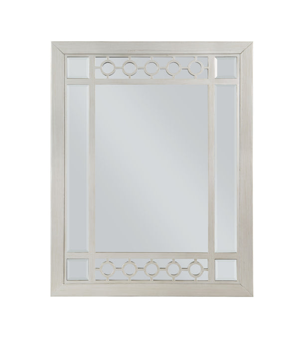 English Elm Varian Geometric Silver Mirrored Rectangular Wall Mirror with Beveled Frame Accent B2726P448763