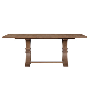 English Elm 63.00"-78.75" Extendable Farmhouse Dining Table Rubberwood X-frame Base Seats Eight Walnut N771P347924T_N771P347925T