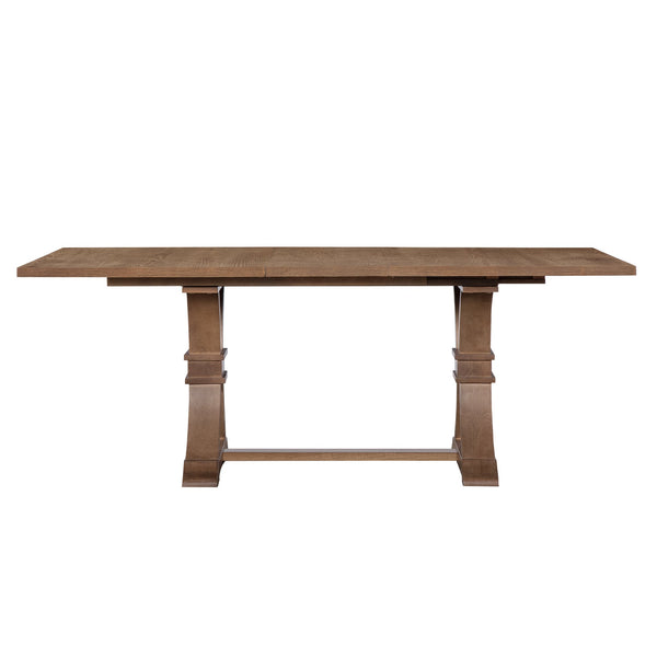 English Elm 63.00"-78.75" Extendable Farmhouse Dining Table Rubberwood X-frame Base Seats Eight Walnut N771P347924T_N771P347925T