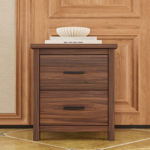English Elm 4PCS Queen Bedroom Set with Storage Headboard & Built‑In Charging Station, 2 Nightstands, Dresser Walnut 54.25 L x 18.75 W x 9.25 H N733S307937W