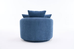 English Elm 360° Swivel Chair upholstered barrel accent chair with plush high-resilience foam and pillows for comfort Antique Blue,Blue W2231P264478