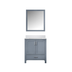 English Elm Dark Grey 30 in Bath Vanity with White Quartz Top, Soft-Close Drawers, Mirror Included, Durable Finish B2731S00674