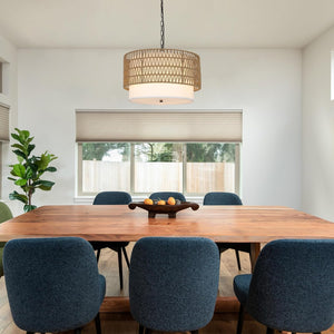 English Elm Farmhouse 5-Light Rattan Chandelier - Boho Light Fixture For Dining Room, Kitchen & Hallway Decor W2738P185426