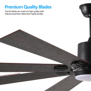 English Elm 72" Walnut LED Ceiling Fan Light with 8 Wooden Blades, Remote, Dimmable Color Temp, Quiet DC Motor Elegance W1340P244569