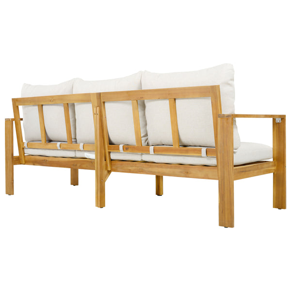English Elm Outdoor Acacia Hardwood 5 Piece Sectional Patio Set with Water Repellent Cushions N757S554832B
