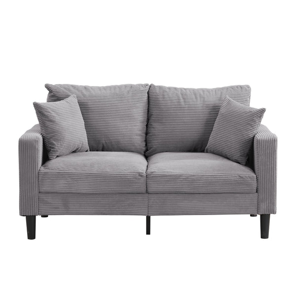 English Elm 57 Inch Compact Upholstered Loveseat with Hardwood Frame for Modern Living Spaces Light Gray W311P221207