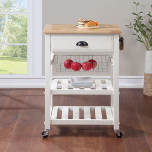 OSP Home Furnishings Hampton Kitchen Cart White White