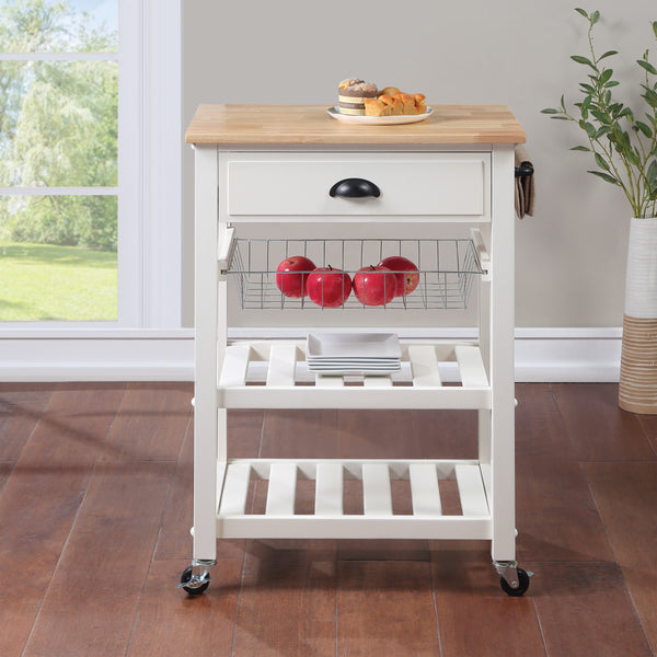 OSP Home Furnishings Hampton Kitchen Cart White White