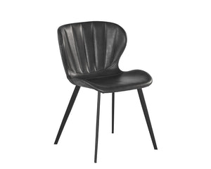 Sunpan Arabella Modern Dining Chair with Clamshell Tufting, Black Steel Legs, Stylish Comfort and Durability Bravo Portabella / Polo Club Kohl Grey