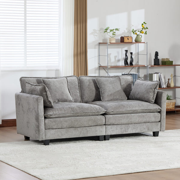 English Elm Cloud Loveseat Modern Sectional with Chenille Upholstery for a Cozy Living Space Gray W1143S00058