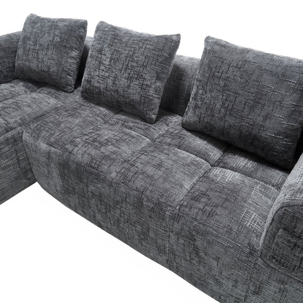 English Elm United Modern Chenille 98.42-Inch L-Shaped Modular Sectional Sofa With Chaise & Side Pockets P2 W1568S00146-GIGA