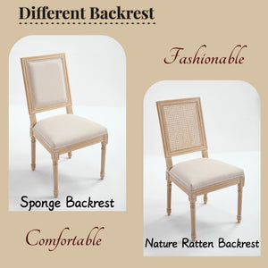 English Elm French Country Dining Chairs Set Of 2, Elegant Upholstered Rattan Back For Dining & Living Spaces W3426P324535
