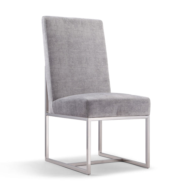English Elm Element Gray Velvet Dining Chair - Modern Design With Chrome Frame, Plush Comfort & No Assembly Needed B365P397839