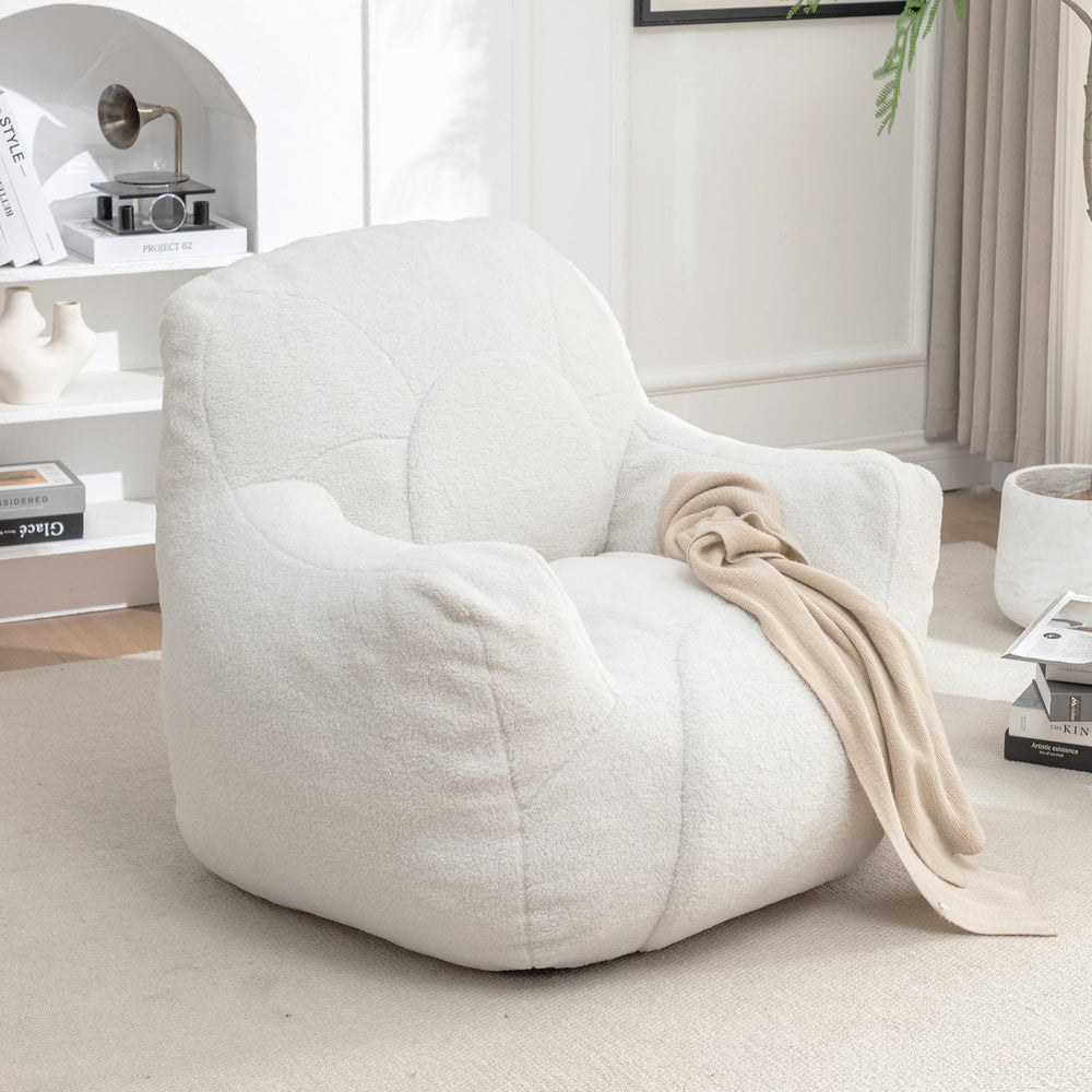 English Elm Bean Bag Chair With Memory Foam - Plush Teddy Upholstery For Cozy Relaxation In Any Space! W2200P247712