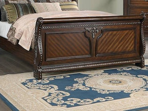 English Elm Traditional Queen Bed Solid Wood Frame with Panel Headboard Warm Brown Bedroom Piece B011S02130