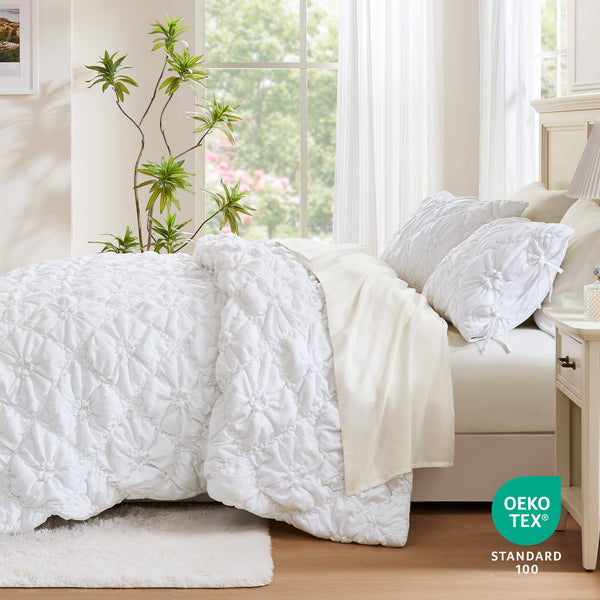 English Elm 3PCS Plush Microfiber Full/Queen Comforter Set with Hypoallergenic Poly Fill and Soft Shams White 16.93 L x 12.99 W x 6.69 H B035P366529