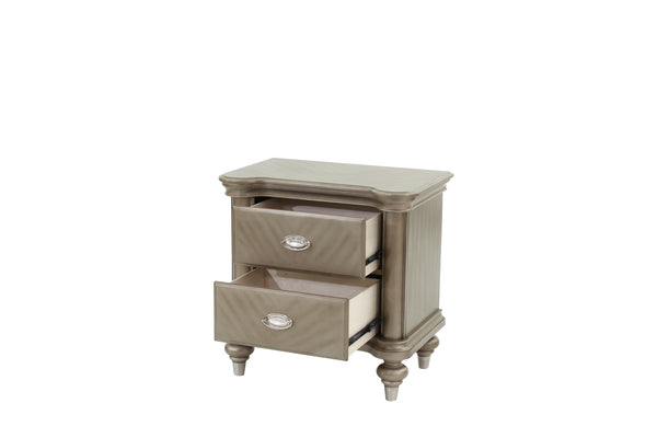English Elm Luxury Glam Antique Silver-Champagne Nightstand with 2 Drawers, Modern Bedside Storage 28x18x28" B011P210121