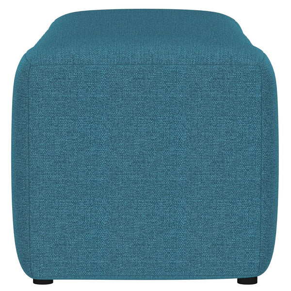 English Elm DelSur Peacock Blue Upholstered Tufted Accent Bench — Glamorous Curved Backless Seat, Stylish Entryway Seating (53.75") B062P299969