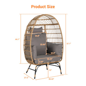English Elm Wicker Egg Chair Oversized Pe Rattan with Cushion for Patio Balcony Porch W874P266327