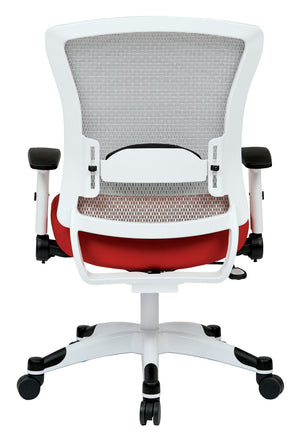 OSP Home Furnishings White Mesh Ergonomic Manager Office Chair with Lumbar Support and Synchro Tilt Control Red 317W-W1C1F2W-9