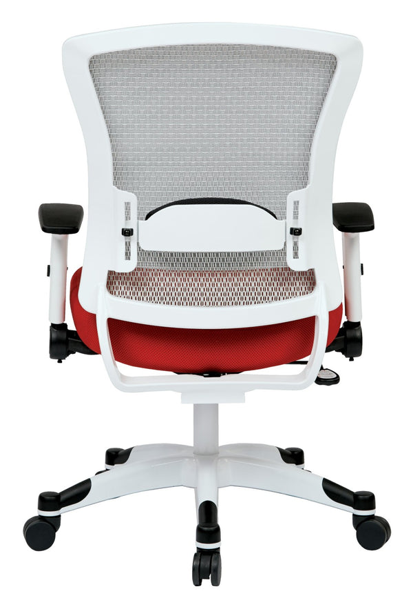 OSP Home Furnishings White Mesh Ergonomic Manager Office Chair with Lumbar Support and Synchro Tilt Control Red 317W-W1C1F2W-9