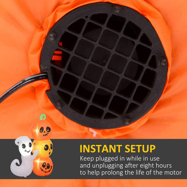 English Elm Homcom 5Ft Inflatable Halloween Ghost & Pumpkin Display With Led Lights, Waterproof & Easy Setup W2225P229595