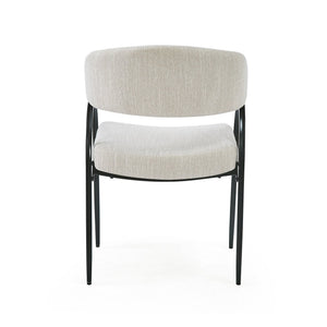 English Elm Upholstered Gray Fabric Dining Chair Set of Two with Sleek Metal Legs Modern Style N768P184752B