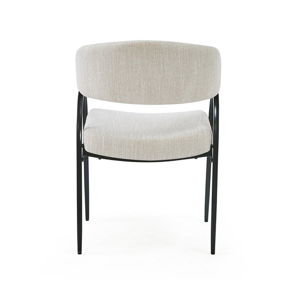 English Elm Upholstered Gray Fabric Dining Chair Set of Two with Sleek Metal Legs Modern Style N768P184752B
