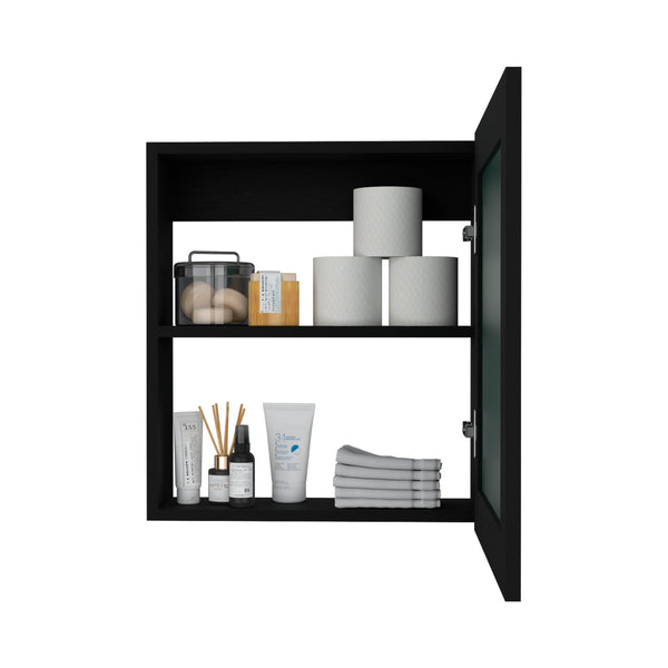 English Elm Luma Mirrored Medicine Cabinet 18.6" W x 5.7" D x 20.5" H Wall Organizer with Two Shelves, Sleek Durable Design Black 24.9 L x 20.1 W x 4 H B070P234355
