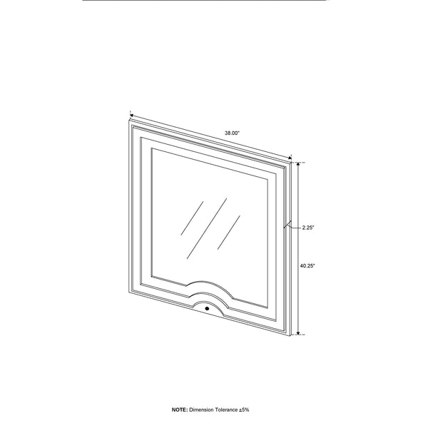 English Elm Isaiah Upholstered Gray LED Mirror — Large Aluminum Frame, Dresser-Mount Modern Vanity Accent B201P391178