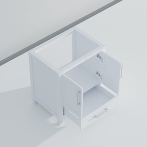 English Elm White Bath Vanity 30" W x 22" D — Solid Wood E0 Plywood, Soft-Close Drawer, Open Shelf, Fully Assembled B2731P258772