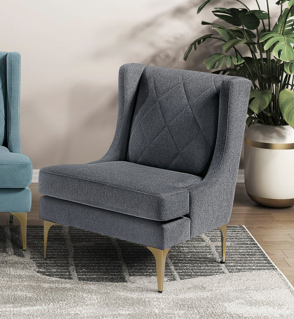 English Elm Modern Luxury Chenille Upholstery Wingback Accent Chair with Diamond Stitching, Gold Metal Legs and Reversible Cushion for Durable Comfort and Style Dark Gray 32.5 L x 28 W x 19 H B011P308541