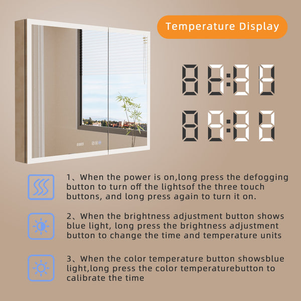 English Elm Lighted Aluminum Medicine Cabinet Smart Mirror with Anti-fog Led and Built-in Usb Outlet W5609P461480