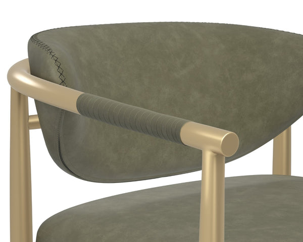 Sunpan HELOISE Barstool - Luxurious Ivanhoe Pine Faux Leather & Gold Stainless Steel Frame for Stylish Comfort 112662