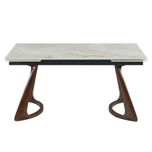English Elm Retractable Sintered Stone Extendable Dining Table Seats Eight with Steel Base W5630S00001
