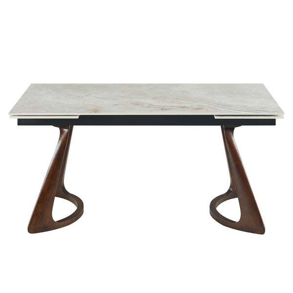 English Elm Retractable Sintered Stone Extendable Dining Table Seats Eight with Steel Base W5630S00001